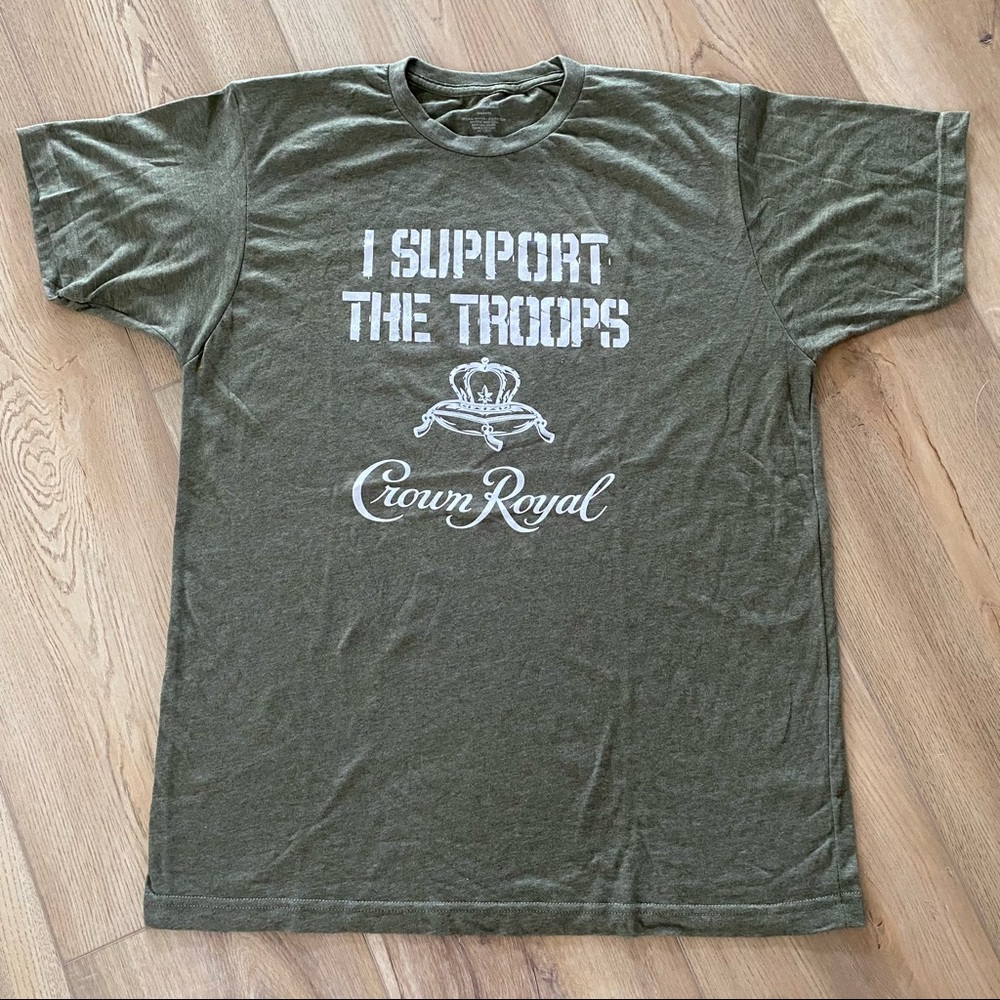 Crown Royal “I Support The Troops” Olive | Army | Camo Green Crew Neck T-Shirt